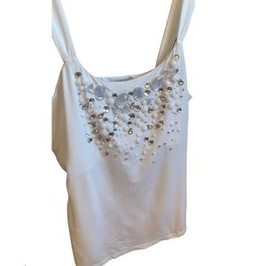 White House Black Market White Embellished Tank Top